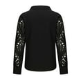thumbnail image 5 of Zpanxa Fall Tops Blouse Savings Clearance! Women Fashion Square Collar Solid Color Lace Splicing Tops Black S, 5 of 6