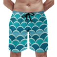 thumbnail image 1 of Colorful Mermaid Board Shorts Aqua Blue Scales Beach Short Pants Trenky Men Pattern Design Swimming Trunks Big Size 3XL, 1 of 5