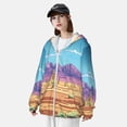 thumbnail image 3 of Daiia Pixel Desert Landscape UPF 50+ Sun Protection Hoodie Jacket Lightweight Long Sleeve Sun Shirt for Women Men with Pocket Hiking Outdoor-3X-Large, 3 of 7