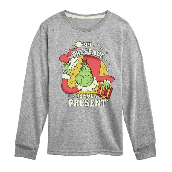 Dr. Seuss The Grinch - Christmas - My Presence Is Your Present - Toddler & Youth Long Sleeve Graphic T-Shirt