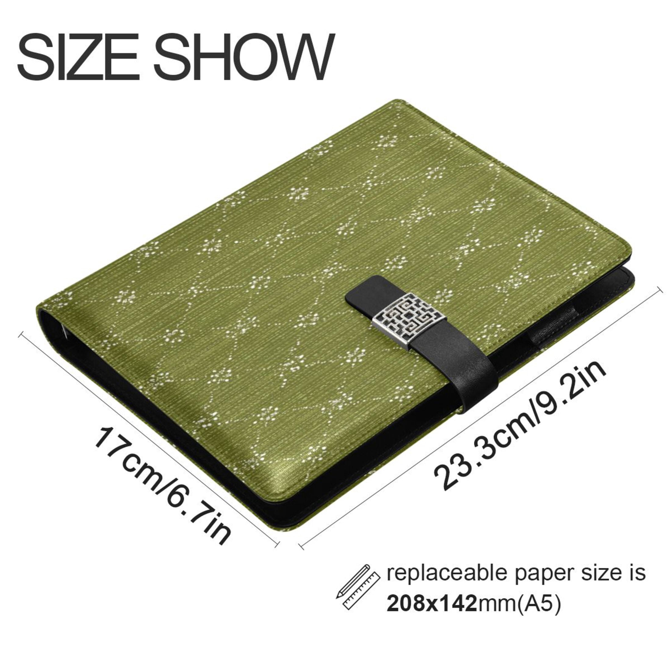 Leather Planner Leather Notebook Notebook Journal Binder Design Pen Pocket Design Convenient for Storage Olive Green Dotted Lines