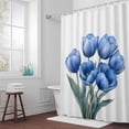 thumbnail image 5 of Watercolor Blue Flowers Fabric Shower Curtain Leaf Plant Washable Shower Curtains for Bathroom, Waterproof Bath Curtain with Hooks Home Decor 72x84in, 5 of 8