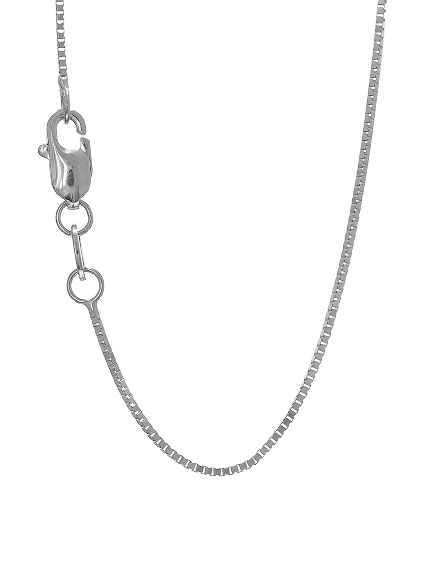 14K Solid White Gold Box  Link Chain Necklace 0.45mm 16",18",20"