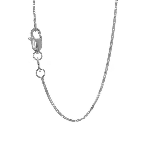 JewelStop 14k Solid White Gold Box Chain 0.45mm Necklace with Lobster