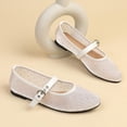 thumbnail image 5 of Gpaecead Women's Rhinestone Mesh Breathable Flats Closed Toe Thin Strap Buckle Versatile Glam Summer Shoes, White, 5 of 6