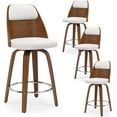 thumbnail image 2 of 26" Swivel Counter Height Bar Stools Set of 4 with Backs, Mid Century for Kitchen Island, White, 2 of 6