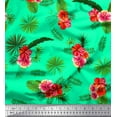 thumbnail image 1 of Soimoi Cotton Duck Fabric Floral & Leaves Tropical Printed Fabric 1 Yard 42 Inch Wide, 1 of 1
