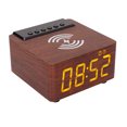 thumbnail image 3 of Reloj despertador de madera, altavoz inalámbrico, altavoz multifunción, compatible con tarjeta de memoria Bluetooth, USB, AUX, FM, marrón oscuro, 3 of 14