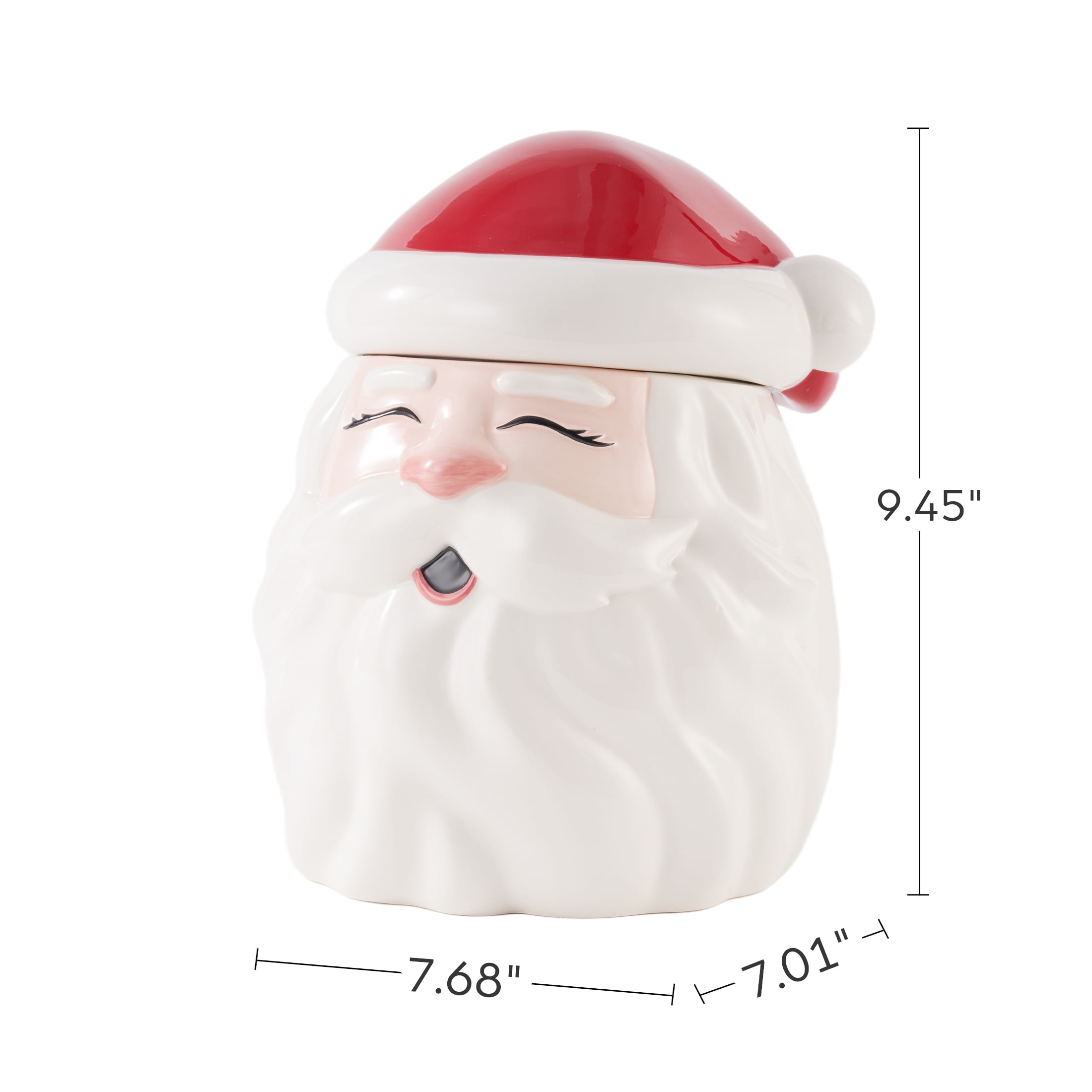 Holiday Time Ceramics Santa Cookie Jar, Ceramic Cookie Jar for