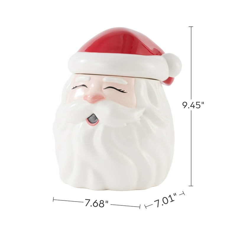Holiday Time Ceramics Santa Cookie Jar, Ceramic Cookie Jar for