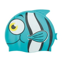 Bestway: Hydro-Splash: Lil' Buddy Swim Cap - Blue - Fish Character Pool Accessory, Soft Silicone, Head & Hair Protector, Water Swimming Play, Kids 3 