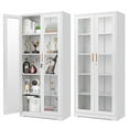 thumbnail image 4 of Polup 71''Tall Metal Display Cabinet with Glass Doors, White Kitchen Case with Lock and Adjustable Shelves, 4 of 11