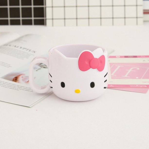 Taza de enjuague bucal de Hello Kitty de dibujos animados, taza de agua bonita de Anime, taza de cepillado para estudiantes, taza con asa para dormitorio, tazas de leche para desayuno para niñas, rega
