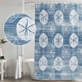 thumbnail image 4 of 54x78 Inch Shower Curtain Decorative Summer Marine Life Bathtub Bath Curtains Fabric Waterproof Bathroom Decor, Nautical Coastal Sand Dollars Retro Blue Small Stall Shower Curtain Set with 12 Hooks, 4 of 6