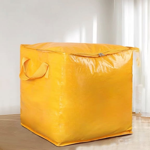 Qocolhg Extra Large Storage Bag, Large Moving Bag, Heavy Duty with Zippers and Stronger Handles, Large Collapsible Travel Duffle Bag, College Storage Tote Moving Case for Space Saving (Yellow)