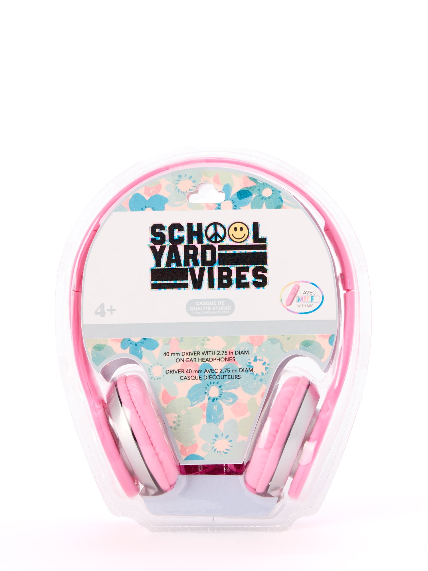 Schoolyard Vibes 17" Girls' 3-Piece Backpack Set with Headphones & Lunch Box, Blue Floral