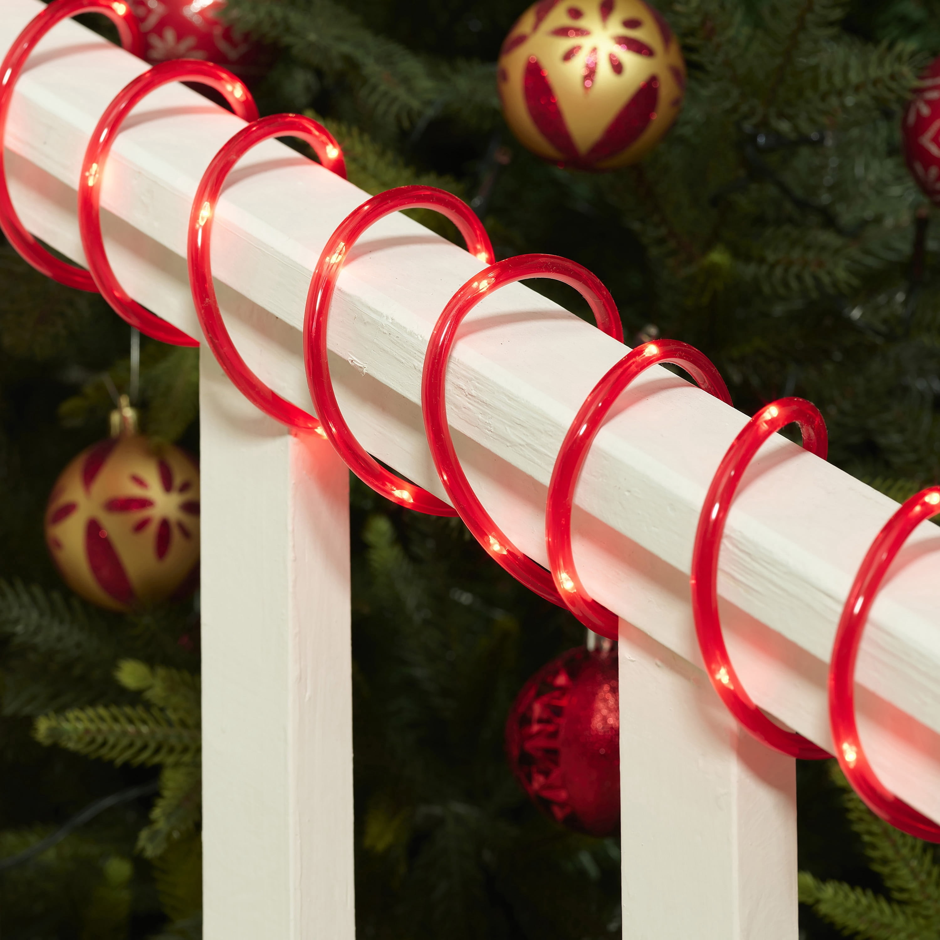 Indoor/Outdoor Battery-Operated LED Mini Christmas Rope Lights, Red, Transparent Wire, 16.5', by Holiday Time