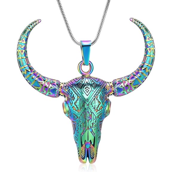 Bull Urn Necklace for Ashes for Pet Stainless Steel Cremation Jewlery Memorial Keepsake Pendant for Holder Ash