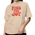 thumbnail image 2 of Smartprints Find the Joy Retro Motivational Women's T-Shirt Natural, Cotton, 3XL, 2 of 4