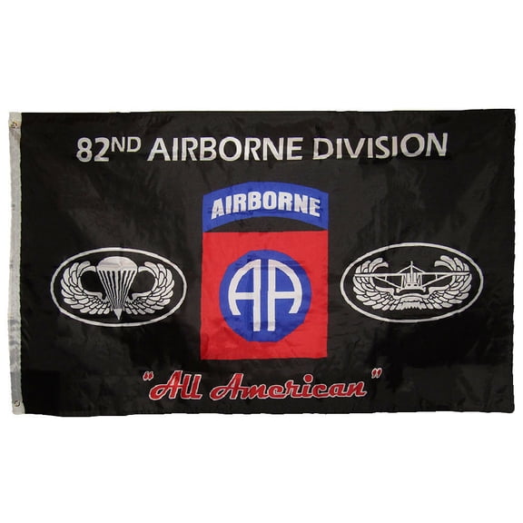 3x5 Black 82nd Airborne Division "All American" Polyester Grommets Flag 100D