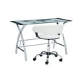 thumbnail image 5 of Jared Metal Desk and Task Chair Set, World Map Printing Glass with White Desk Chair, 5 of 8