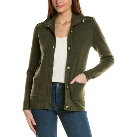 Bruno Magli womens Epaulette Wool Sweater Jacket, m, Green