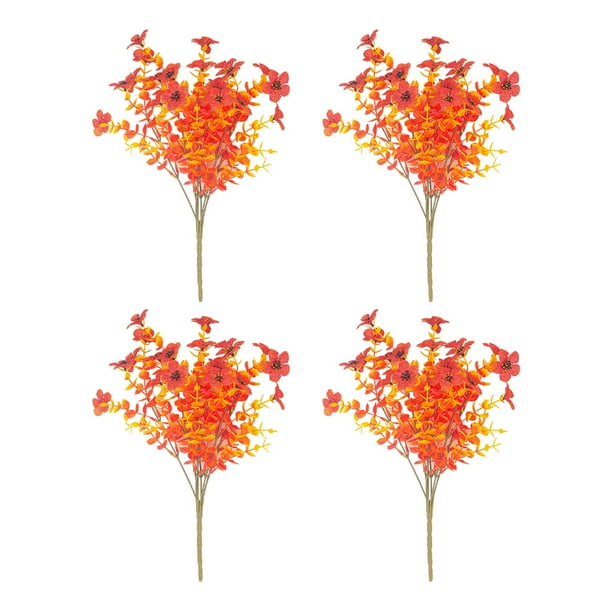 Inteprter 4 pack/lote elegante ramo de flores artificiales decoración de flores artificiales para interiores o exteriores Decoración naranja violeta