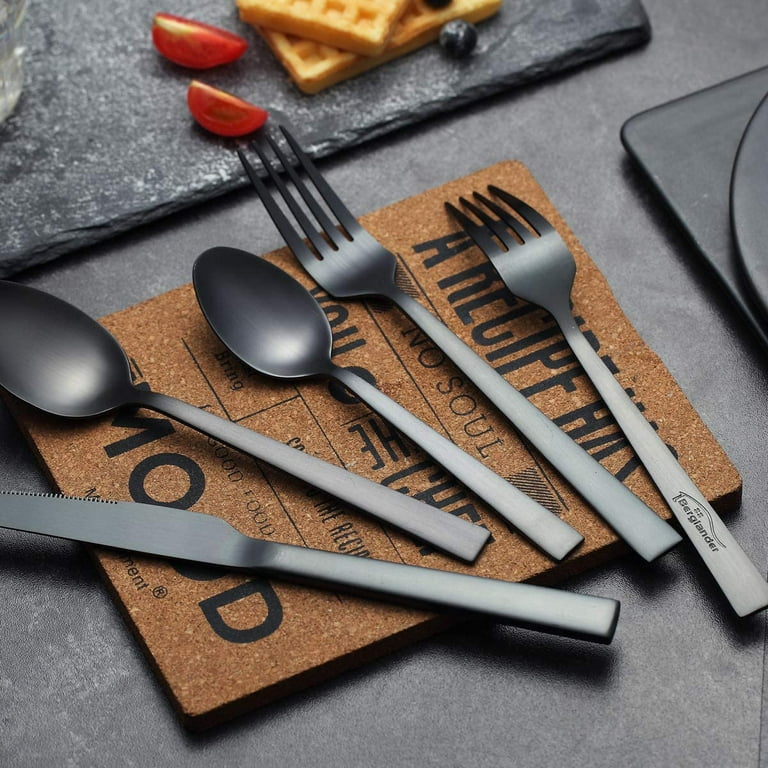 MatteBlack - Stainless Steel Matte Black Silverware Set - Cutlery & Flatware  – SucreEtCoton