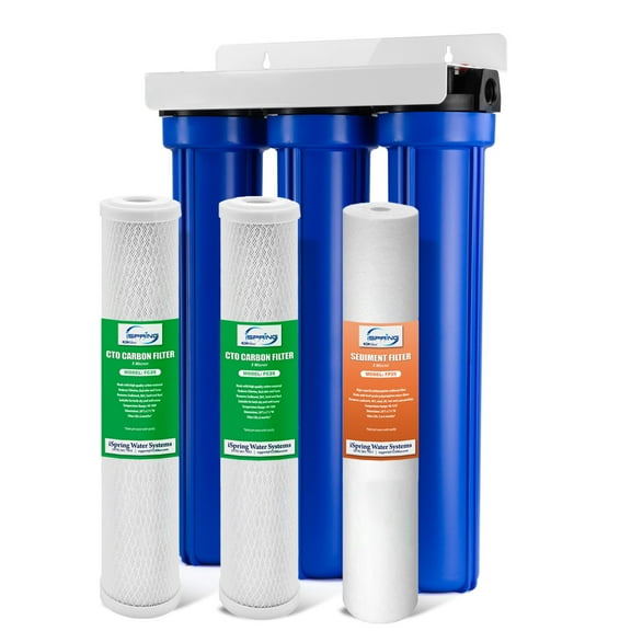 iSpring 3 Stage 20'' Whole House Water Filter System with 3/4'' NPT 3 blue housing