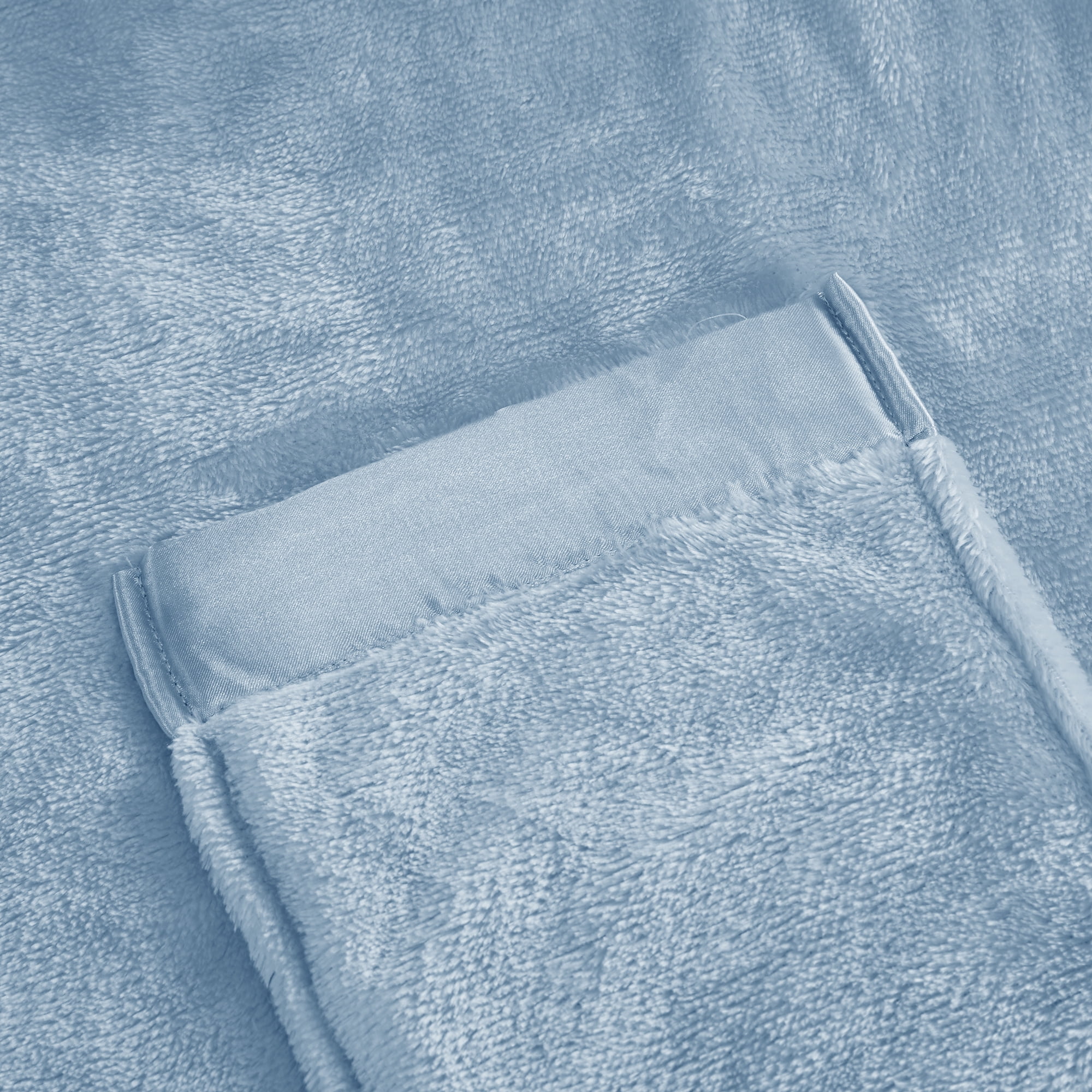Giftable and Wearable Angel Wrap Plush Throw Blanket with Pockets, Blue
