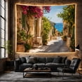 thumbnail image 6 of Mediterranean Village Alleyway with Sea View, Serene Coastal for Travel Lovers, Mediterranean Decor Art, Housewarming Gift, Tapestry Wall Hanging for Living Room and Bedroom, 6 of 7