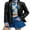 Black, variant on Women Black PU Leather Blazer Cool Lapel Button Jacket Coat