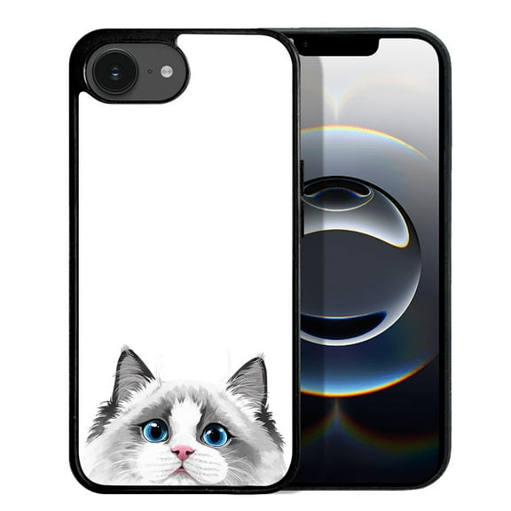 WIRESTER Shockproof Soft Rubber Cover Case for Apple iPhone 16e 6.1" 2025, Animal White Silver Point Ragdoll Cat