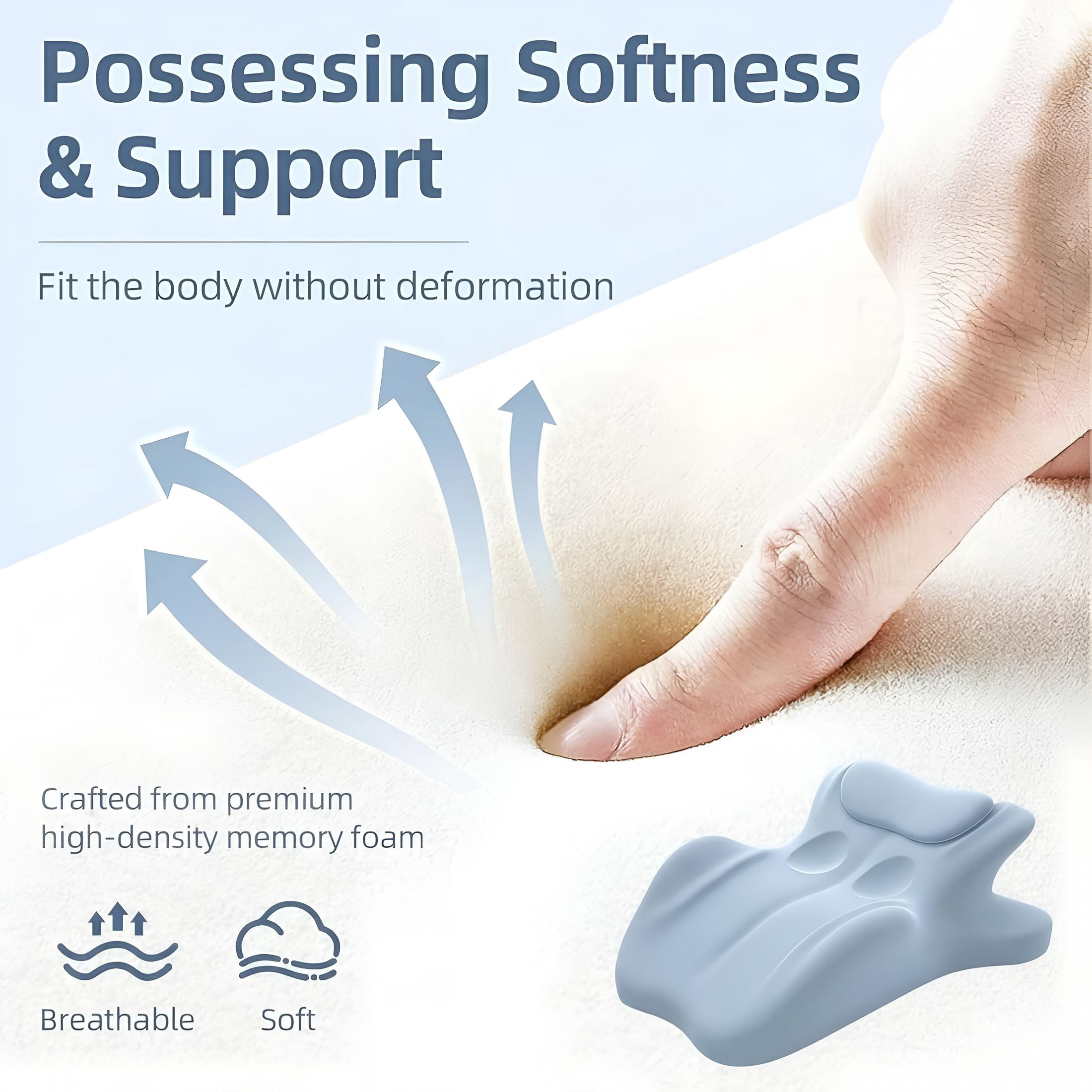 XIBUFE Contoured Support Pillows Ergonomic Memory Foam Wedge Pillow,27° Angled Support for Waist and Neck,Multi-Position Support Pillow (Blue)