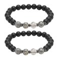 thumbnail image 1 of Lot de 2 bracelets magnétiques tendance pour hommes et femmes, acupuncture, amincissant, soulagement des douleurs, perles en pierre, 1 of 4