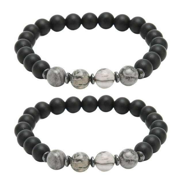 Lot de 2 bracelets magnétiques tendance pour hommes et femmes, acupuncture, amincissant, soulagement des douleurs, perles en pierre