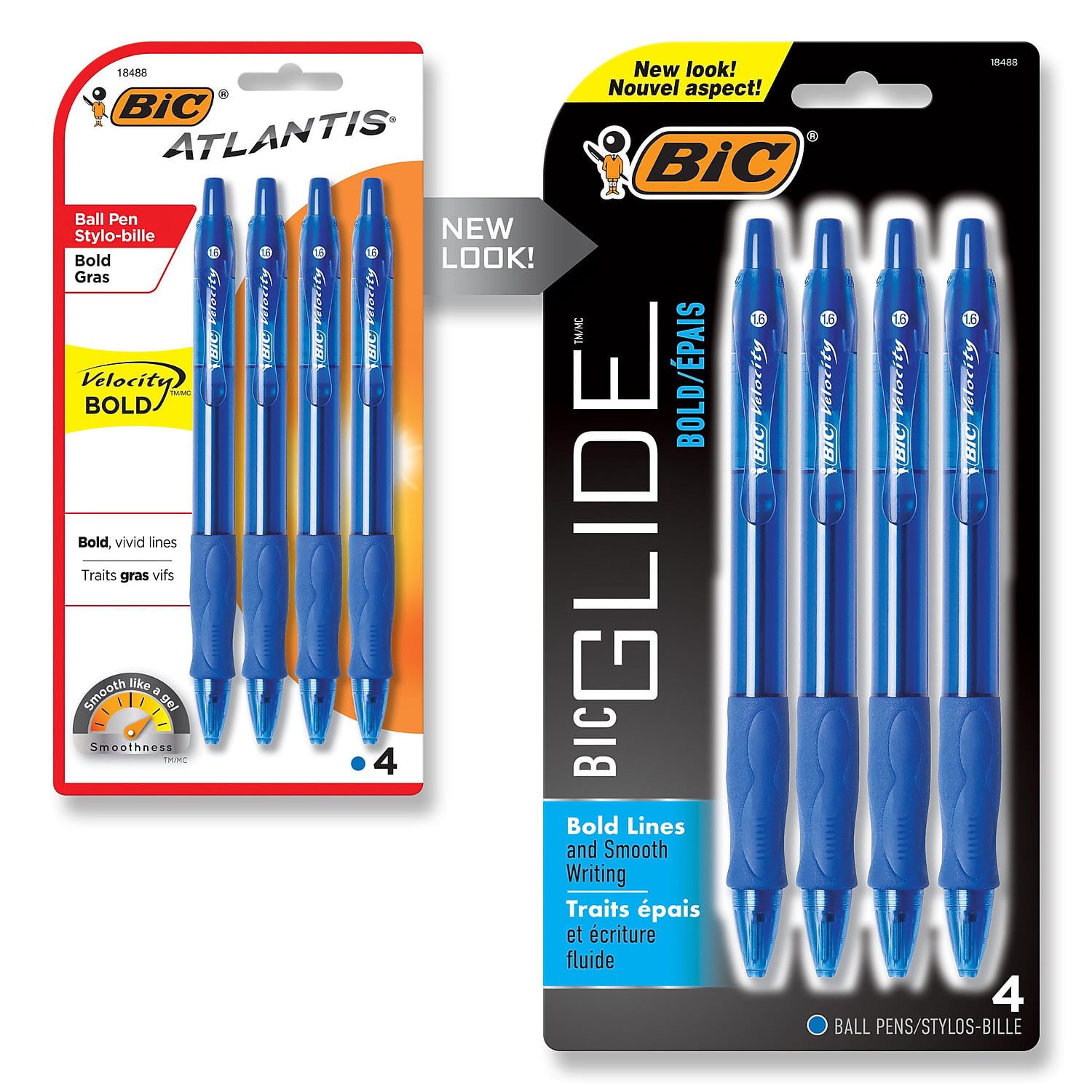 8 PK BIC Ball Point Biro pens ROUND STIC  Medium BLACK BLUE ink Writing Office 