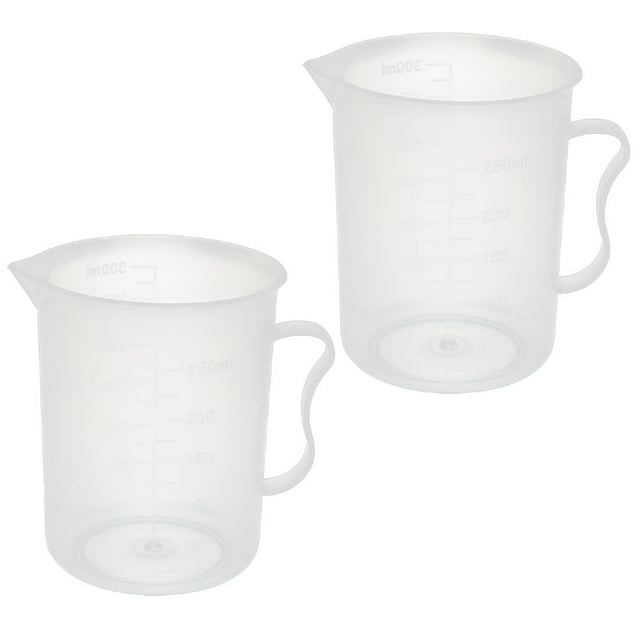 Juego de 2 tazas medidoras de plástico de 300 ml con pico vertedor