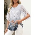 thumbnail image 4 of ONLYSHE Womens Crew Neck Flowy T Shirts Short Sleeve Pleated Ruffle Summer Tunic Tops Loose Fit Henley Blouse, 4 of 6