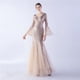 thumbnail image 2 of Vestido de noche con lentejuelas para cena de boda, escenario, malla encriptada, con borde ondulado de seda de pescado, 2 of 6