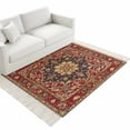 thumbnail image 4 of Red Boho Washable Area Rug 3'x5', Contemporary Abstract Ethnic Vintage Geometric Woven Cotton Tassels Kitchen Rugs, Non Slip Indoor Door Mat Throw Carpet for Entryway Living Room Nursery Laundry Room, 4 of 9