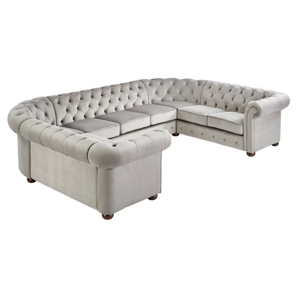 Weston Home Vance UShape 9 Seat Velvet Sectional Sofa