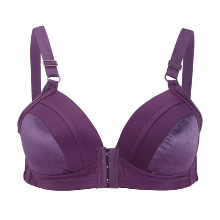 Clearance DondPO Bras for Women Ring Thin Women Bra Front Button Breathable Gathers Underwear Comfort Bra Plus Size Bras for Women Comfortable Sports Bras for Women Purple 38