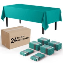 24 Pack - Disposable Teal Plastic Tablecloth Cover Heavy Duty Plastic Rectangle Tablecloth - 54” X 108” , 24 ct
