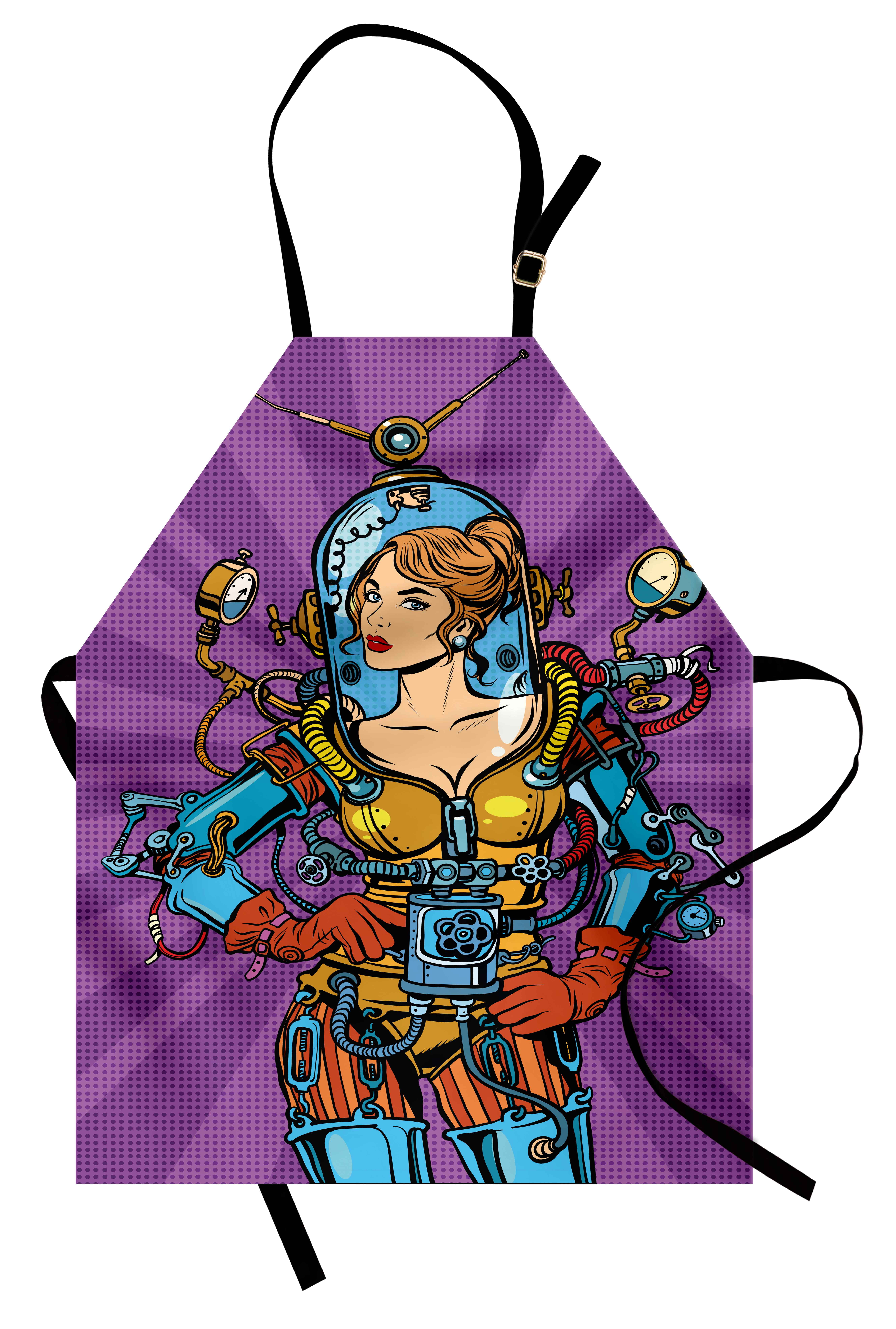 Fantasy Apron Futuristic Super Hero Woman Space Astronaut Science Fiction Graphic, Unisex Kitchen Bib Apron with... by 3decor llc