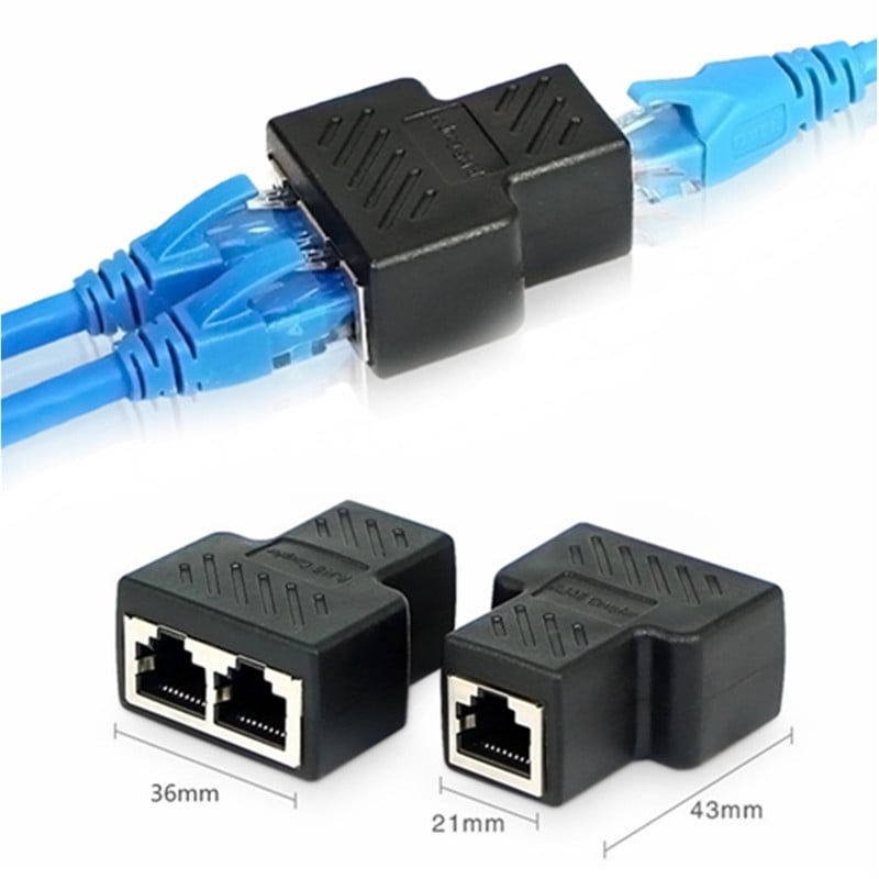 1 to 2 LAN ethernet Network RJ45 Splitter Extender Plug Adapter Connector HIIJ