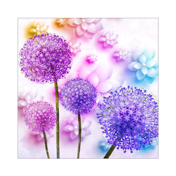 Generic 5D DIY Diamond Painting Kit - 25x25cm Frameless Colorful Dandelion Art for Home Decoration