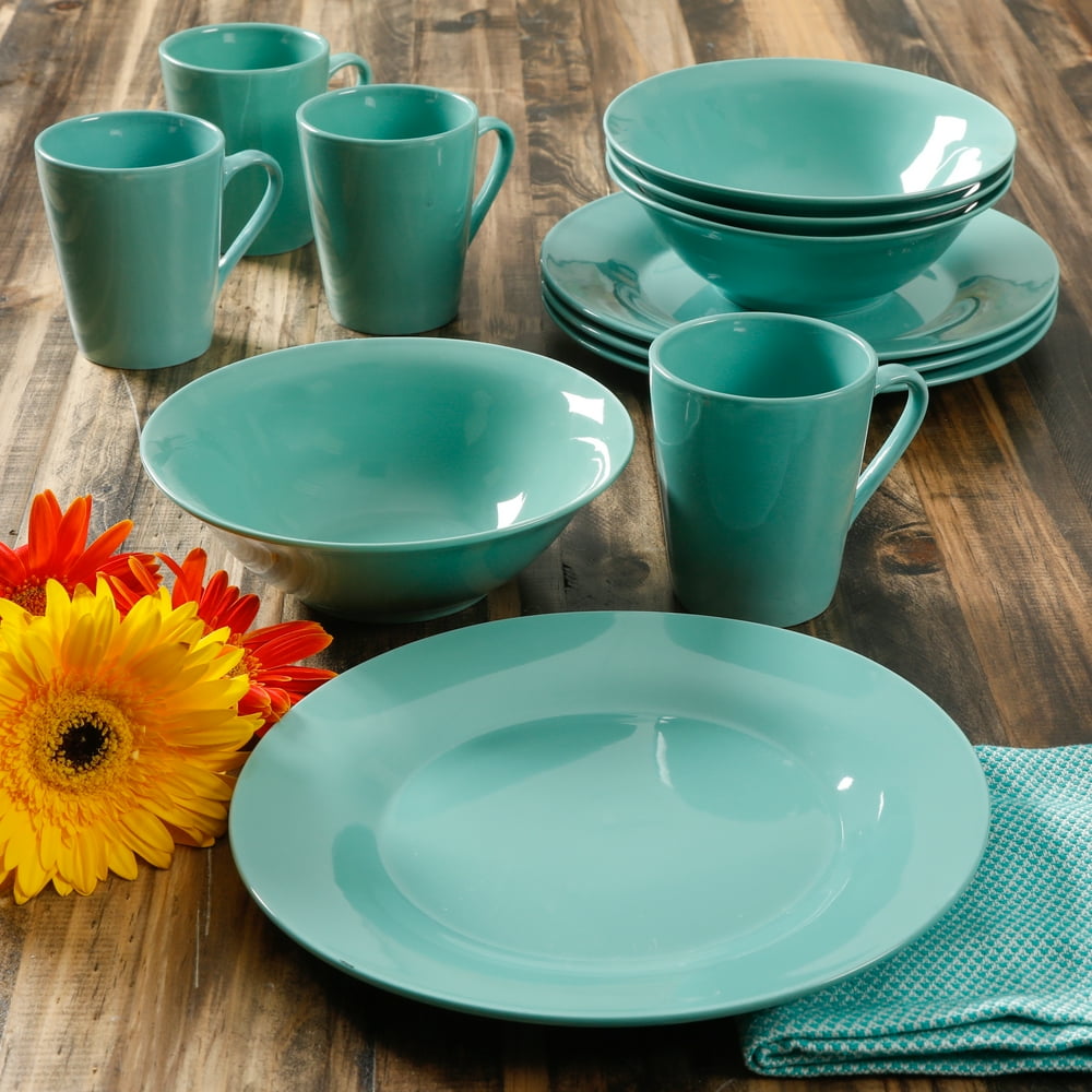 Gibson Home Branfield 12-Piece Teal Dinnerware Set - Walmart.com