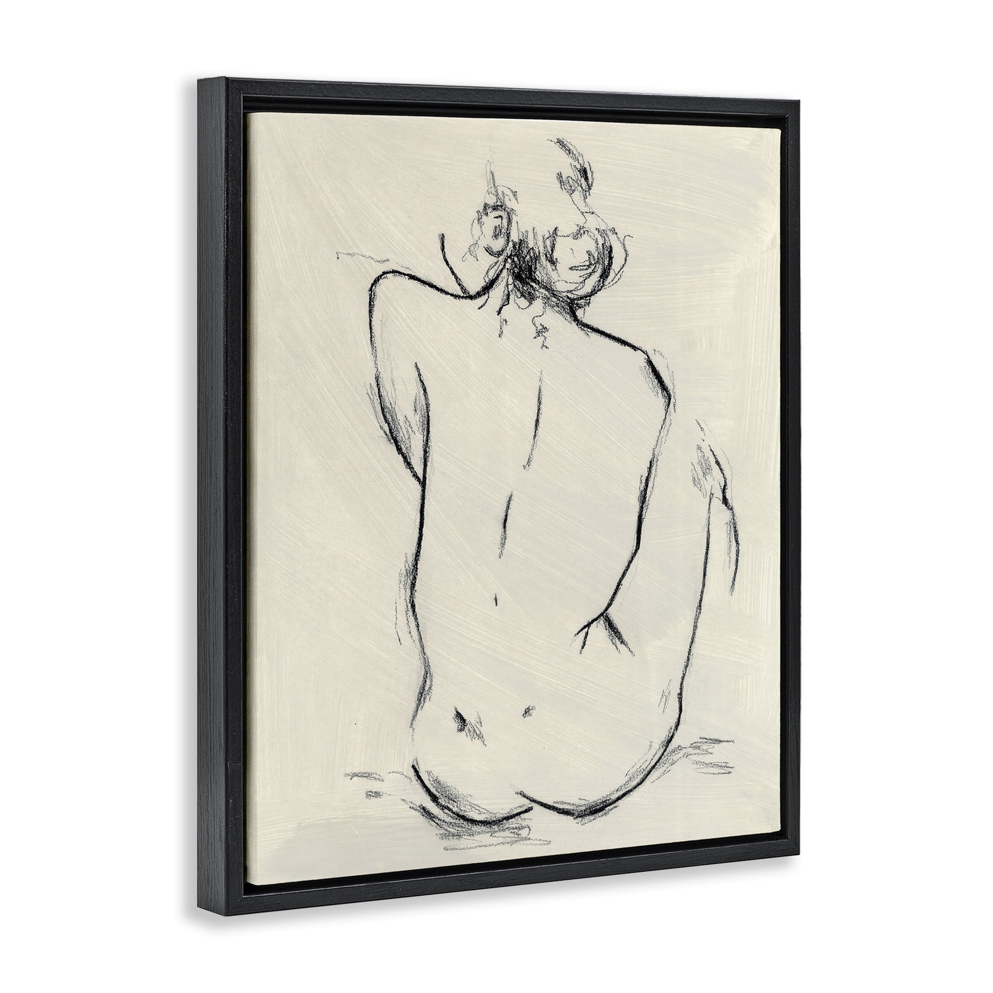 Stupell Industries Nude Sitting Study Black Framed Floater Canvas Wall Art, design by Chloe Elliot