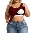 thumbnail image 3 of Loopsun Women Summer Tank Top Round Neck Sleeveless Ribbed Knit Built In Pad Plus Size Solid Tops, 3 of 5